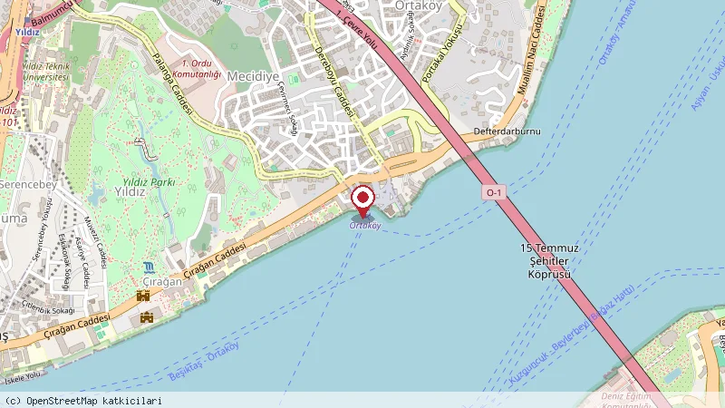 Ortaköy İskelesi konumunu gösteren harita