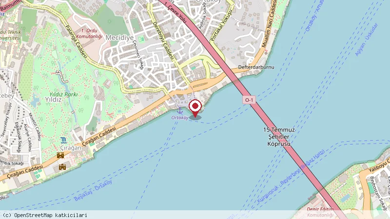 Ortaköy Meydanı konumunu gösteren harita