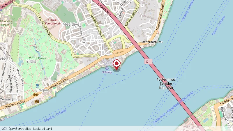Ortaköy Sahil Parkı konumunu gösteren harita