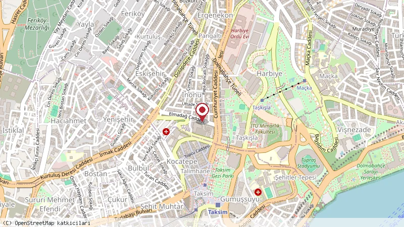 Taksim Green House Hostel konumunu gösteren harita