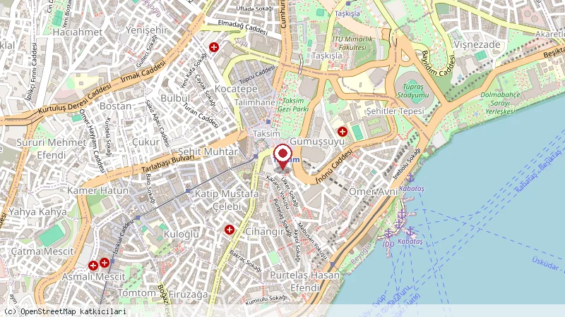 The Marmara Taksim Oteli konumunu gösteren harita