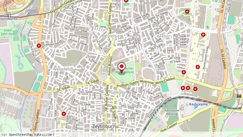 Zeytinburnu Tıbbi Bitkiler Bahçesi konumunu gösteren harita